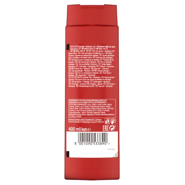 Old Spice Citron Tusfürdő És Sampon Férfiaknak 400 ml, 3az1-ben, Hosszan Tartó Frissesség termékhez kapcsolódó kép