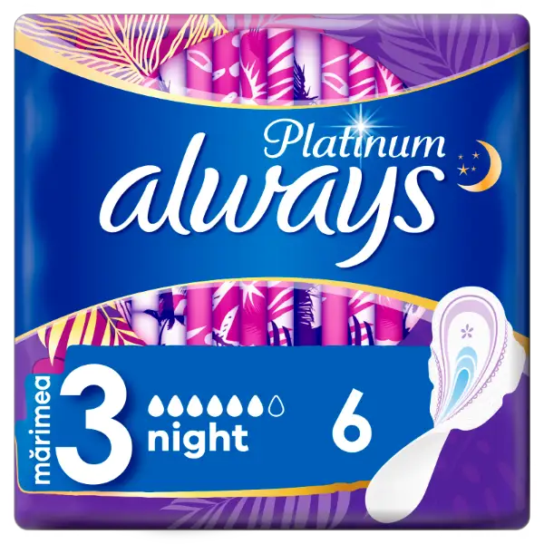 Always Platinum Night (3-as méret) Szárnyas Egészségügyi Betét, 6 db termékhez kapcsolódó kép