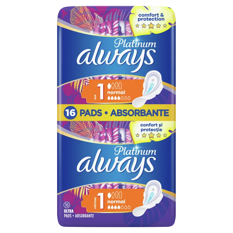 Always Platinum Normal (1-es méret) Szárnyas Egészségügyi Betét, 16 db