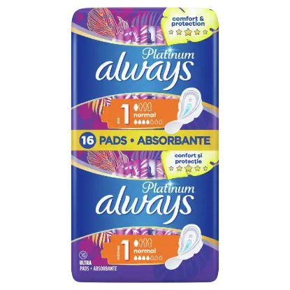 Always Platinum Normal (1-es méret) Szárnyas Egészségügyi Betét, 16 db termékhez kapcsolódó kép