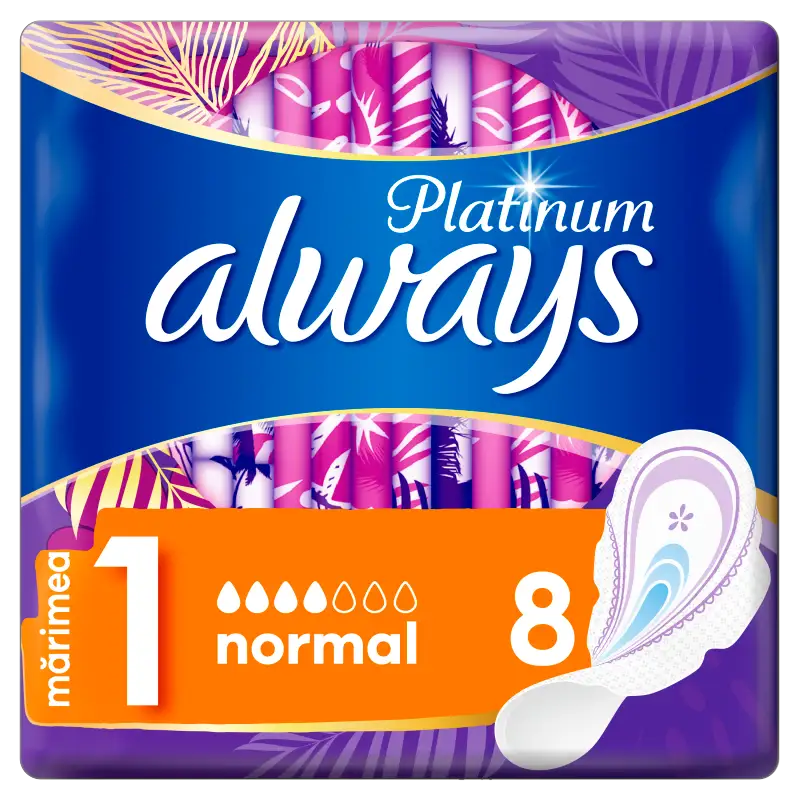 Always Platinum Normal (1-es méret) Szárnyas Egészségügyi Betét, 8 db