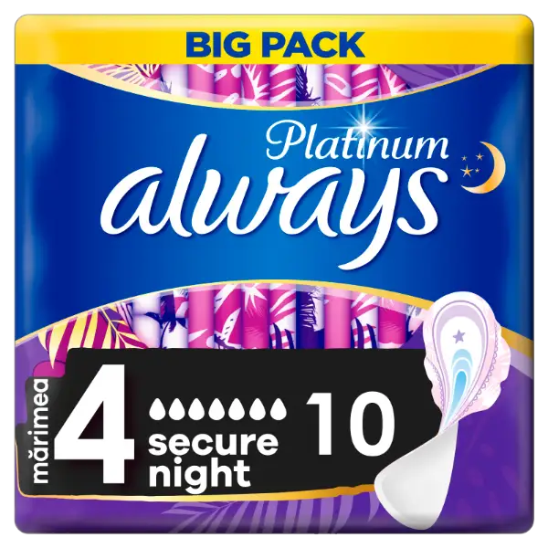 Always Platinum Secure Night (4-Es Méret) Szárnyas Egészségügyi Betét, 10 db termékhez kapcsolódó kép