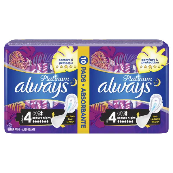 Always Platinum Secure Night (4-Es Méret) Szárnyas Egészségügyi Betét, 10 db termékhez kapcsolódó kép