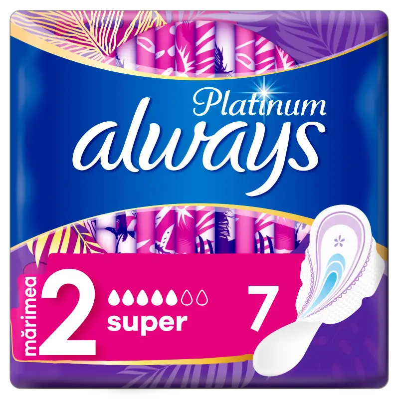 Always Platinum Super (2-es méret) Szárnyas Egészségügyi Betét, 7 db
