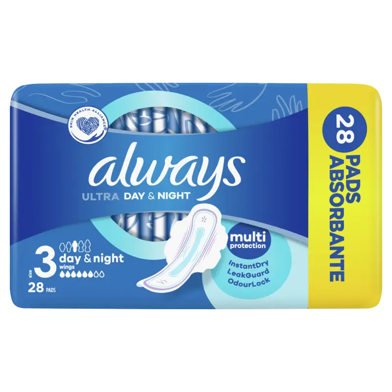 Always Ultra Day & Night (3-as méret) Szárnyas Egészségügyi Betét, 28 Db
