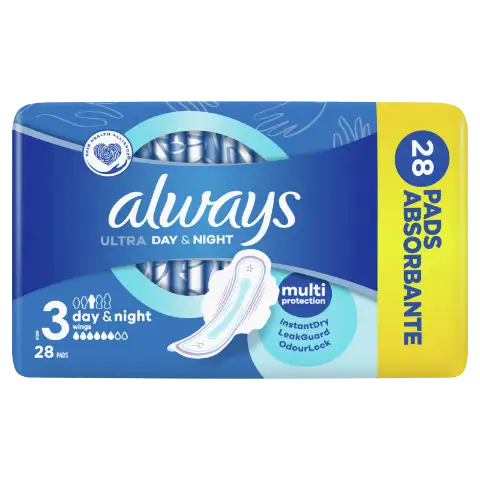 Always Ultra Day & Night (3-as méret) Szárnyas Egészségügyi Betét, 28 Db termékhez kapcsolódó kép