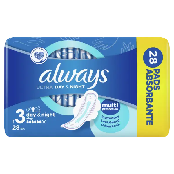 Always Ultra Day & Night (3-as méret) Szárnyas Egészségügyi Betét, 28 Db termékhez kapcsolódó kép