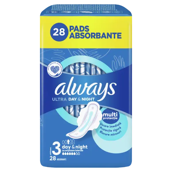 Always Ultra Day & Night (3-as méret) Szárnyas Egészségügyi Betét, 28 Db termékhez kapcsolódó kép