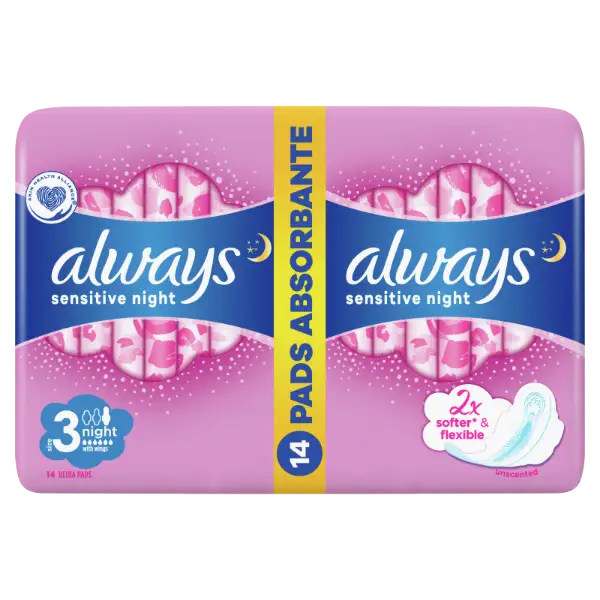Always Ultra Sensitive Night (3-as Méret) Egészségügyi Betét, 14 db termékhez kapcsolódó kép