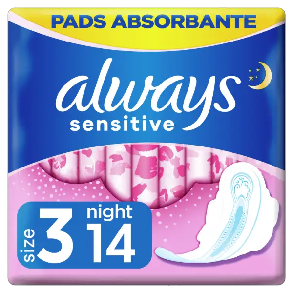 Always Ultra Sensitive Night (3-as Méret) Egészségügyi Betét, 14 db termékhez kapcsolódó kép