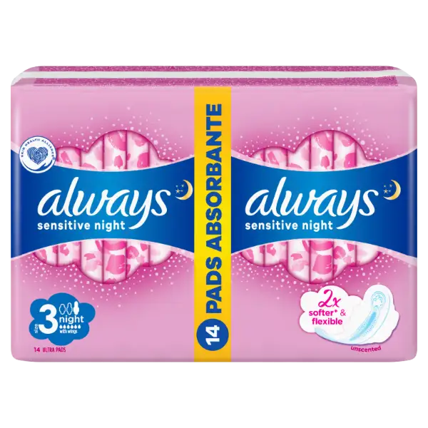 Always Ultra Sensitive Night (3-as Méret) Egészségügyi Betét, 14 db termékhez kapcsolódó kép