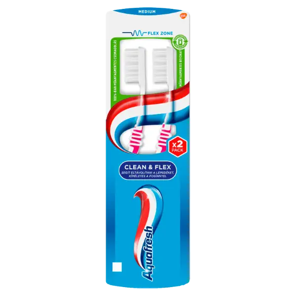 Aquafresh Clean & Flex Medium fogkefe 2 db termékhez kapcsolódó kép
