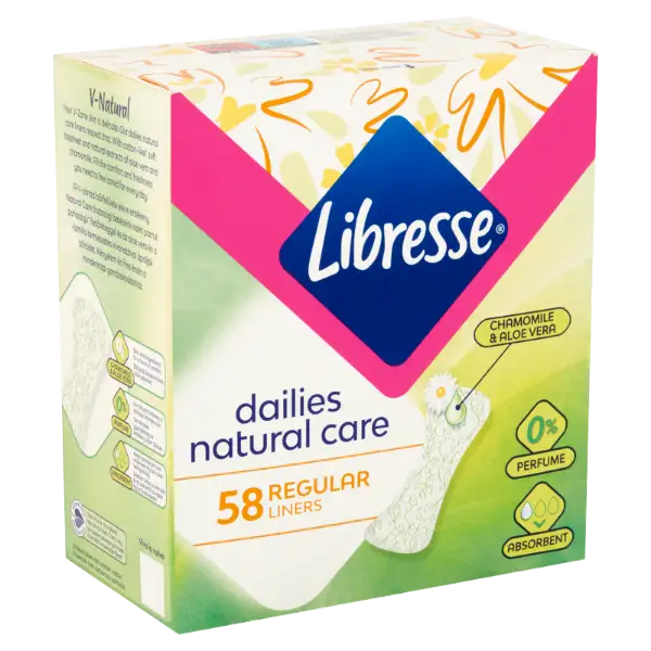 Libresse Dailies Natural Care Regular tisztasági betét aloe vera és kamilla kivonattal 58 db termékhez kapcsolódó kép