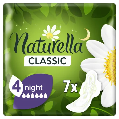 Naturella Classic Night Camomile Egészségügyi Betét szárnyas betét x7 termékhez kapcsolódó kép