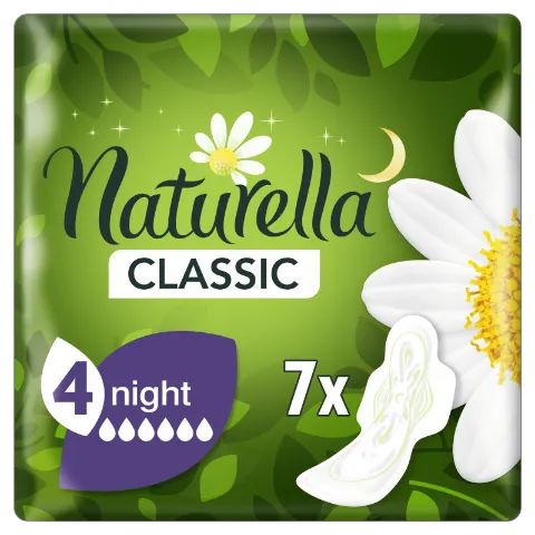 Naturella Classic Night Camomile Egészségügyi Betét szárnyas betét x7 termékhez kapcsolódó kép