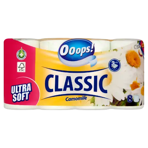 Ooops! Classic Camomile toalettpapír 3 rétegű 8 tekercs termékhez kapcsolódó kép