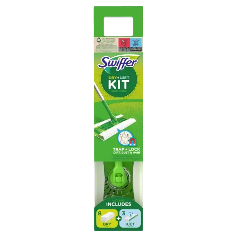 Swiffer Sweeper Kezdőkészet: 1 db Felmosó, 8 db Száraz És 3 db Nedves Felmosókendő Utántöltő termékhez kapcsolódó kép