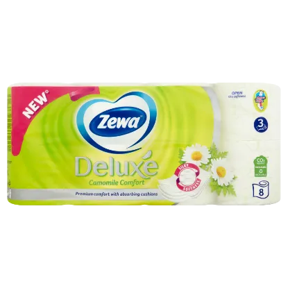 Zewa Deluxe Camomile Comfort toalettpapír 3 rétegű 8 tekercs termékhez kapcsolódó kép