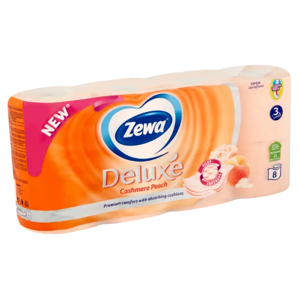 Zewa Deluxe Cashmere Peach toalettpapír 3 rétegű 8 tekercs termékhez kapcsolódó kép