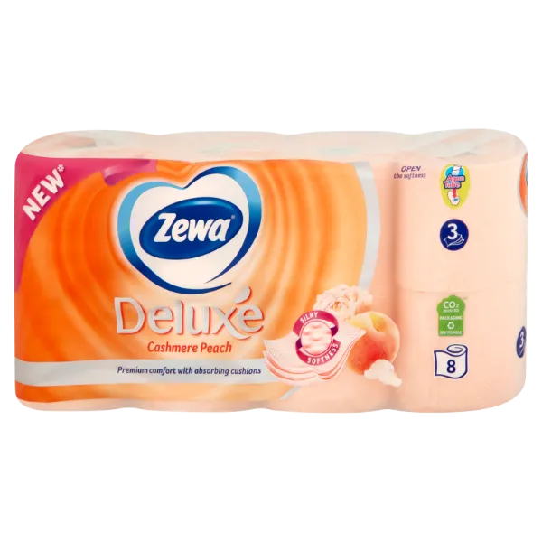 Zewa Deluxe Cashmere Peach toalettpapír 3 rétegű 8 tekercs termékhez kapcsolódó kép