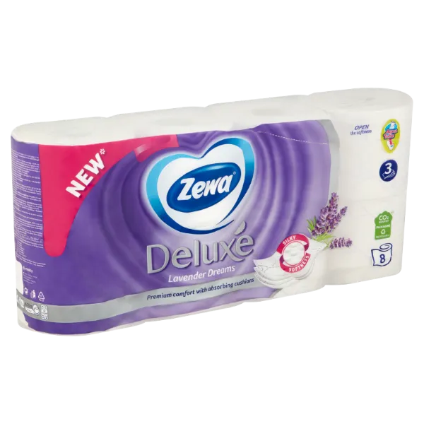 Zewa Deluxe Lavender Dreams toalettpapír 3 rétegű 8 tekercs termékhez kapcsolódó kép