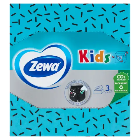 Zewa Kids dobozos illatmentes papír zsebkendő 3 rétegű 60 db termékhez kapcsolódó kép