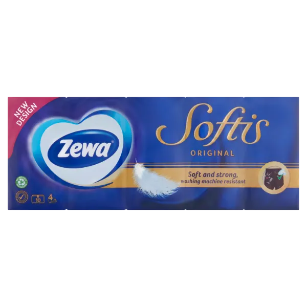 Zewa Softis Original illatmentes papír zsebkendő 4 rétegű 10 x 9 db termékhez kapcsolódó kép