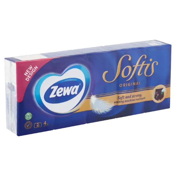 Zewa Softis Original illatmentes papír zsebkendő 4 rétegű 10 x 9 db termékhez kapcsolódó kép