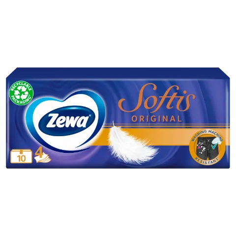 Zewa Softis Original illatmentes papír zsebkendő 4 rétegű 10 x 9 db termékhez kapcsolódó kép