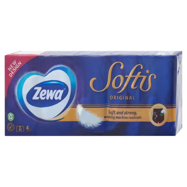 Zewa Softis Original illatmentes papír zsebkendő 4 rétegű 10 x 9 db termékhez kapcsolódó kép