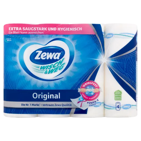 Zewa Wisch & Weg Original háztartási papírtörlő 2 rétegű 4 tekercs termékhez kapcsolódó kép