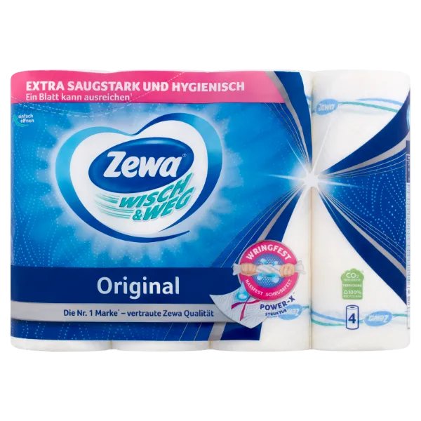 Zewa Wisch & Weg Original háztartási papírtörlő 2 rétegű 4 tekercs termékhez kapcsolódó kép