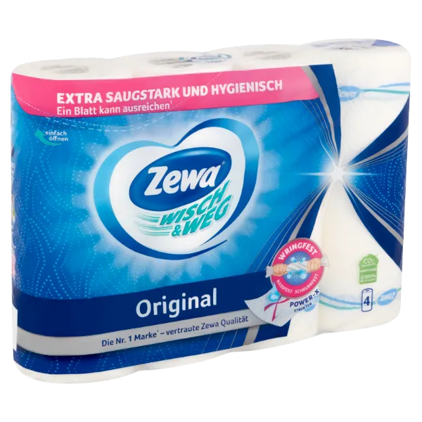 Zewa Wisch & Weg Original háztartási papírtörlő 2 rétegű 4 tekercs termékhez kapcsolódó kép