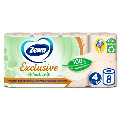 Zewa Exclusive Natural Soft toalettpapír 4 rétegű 8 tekercs termékhez kapcsolódó kép