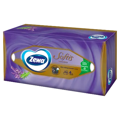 Zewa Softis Lavender illatosított dobozos papírzsebkendő 4 rétegű 80 db termékhez kapcsolódó kép