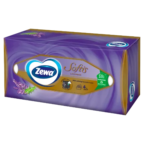 Zewa Softis Lavender illatosított dobozos papírzsebkendő 4 rétegű 80 db termékhez kapcsolódó kép