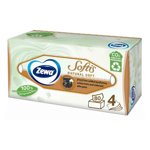 Zewa Softis Natural Soft dobozos papír zsebkendő 4 rétegű 80 db termékhez kapcsolódó kép