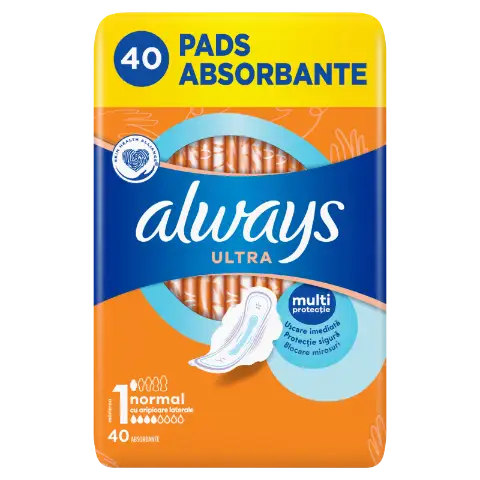 Always Ultra Normal (1-es méret) Szárnyas Egészségügyi Betét, 40 Db termékhez kapcsolódó kép