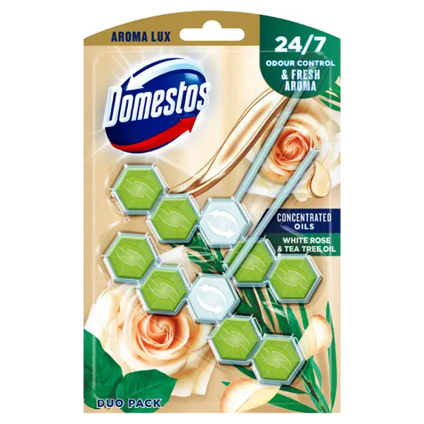 DOMESTOS Aroma Lux White Rose & Tea Tree Oil WC frissítő blokk 2 x 55 g  termékhez kapcsolódó kép
