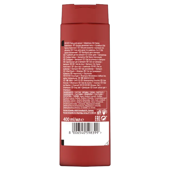 Old Spice Astronaut Tusfürdő És Sampon Férfiaknak 400ml,3az1-ben, Hosszan Tartó Frissesség termékhez kapcsolódó kép