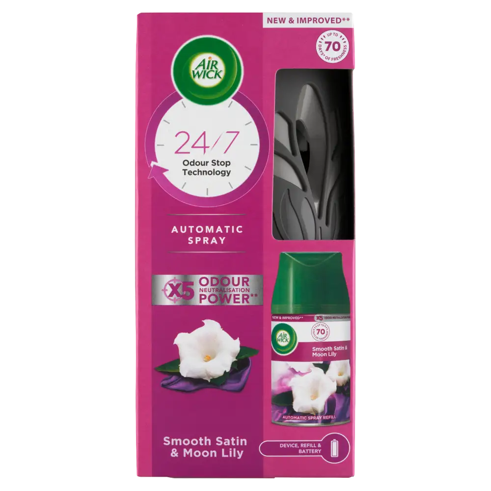 Air Wick Freshmatic Bársonyos Szatén és Éji Liliom automata légfrissítő készülék és utántöltő 250 ml