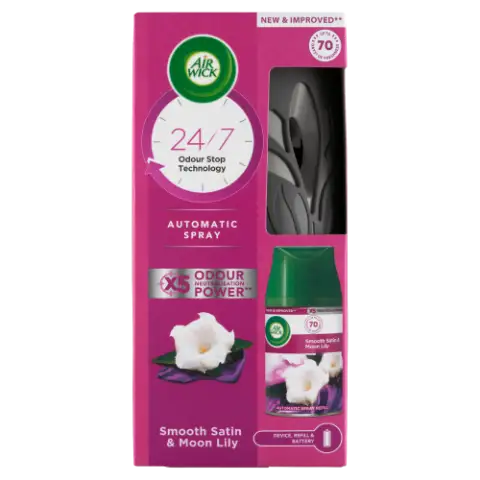 Air Wick Freshmatic Bársonyos Szatén és Éji Liliom automata légfrissítő készülék és utántöltő 250 ml termékhez kapcsolódó kép