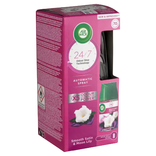 Air Wick Freshmatic Bársonyos Szatén és Éji Liliom automata légfrissítő készülék és utántöltő 250 ml termékhez kapcsolódó kép