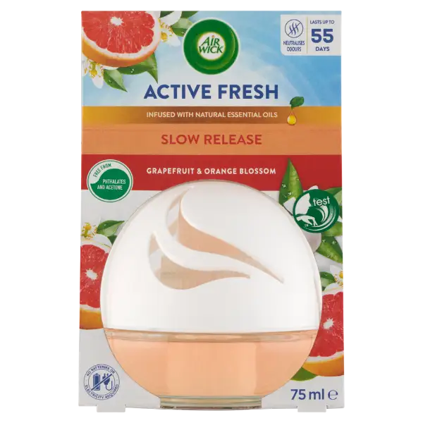 Air Wick Active Fresh Grapefruit és narancsvirág légfrissítő gömb 75 ml termékhez kapcsolódó kép