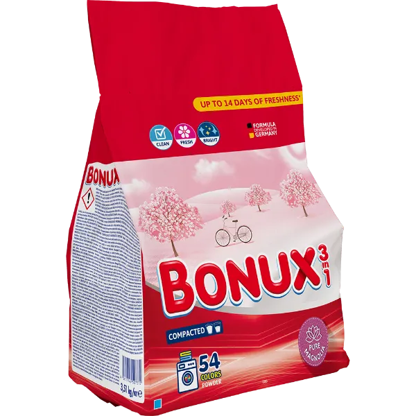 BONUX mosópor Pure Magnolia színes ruhákhoz 54 mosás 3,51 kg termékhez kapcsolódó kép
