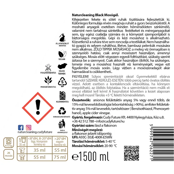 NaturCleaning Black Mosógél 1,5 Liter termékhez kapcsolódó kép