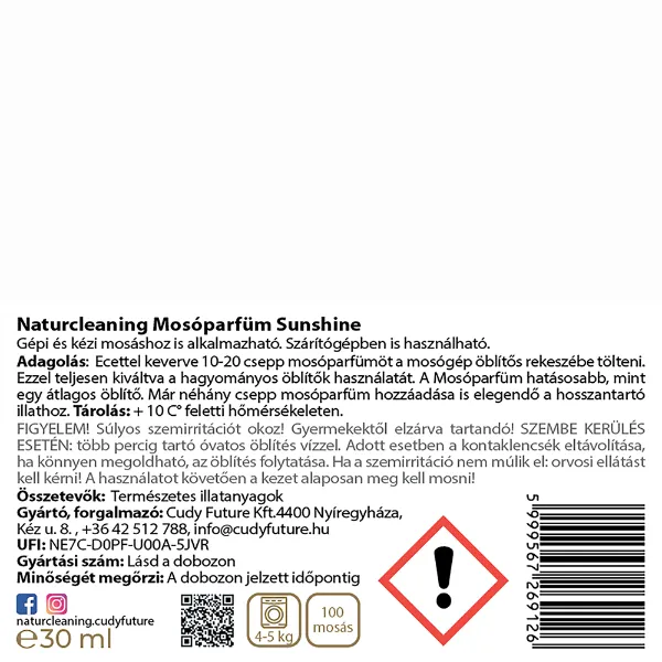 NaturCleaning Mosóparfüm Sunshine 30 ml termékhez kapcsolódó kép