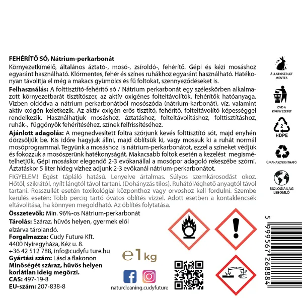 NaturCleaning Fehérítő só (Nátrium-perkarbonát) 1 kg termékhez kapcsolódó kép