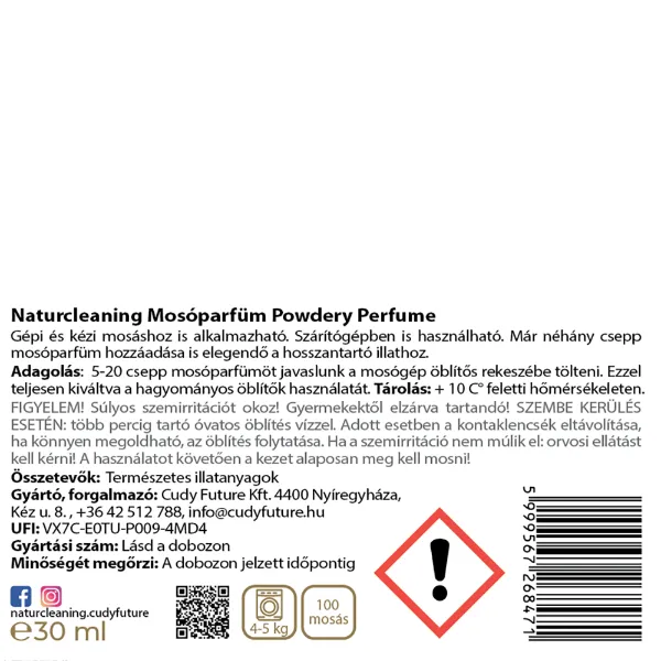 NaturCleaning Powdery Perfume Mosóparfüm 30 ml termékhez kapcsolódó kép