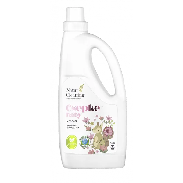 NaturCleaning Csepke Baby Babapúder hipoallergén mosógél 14 mosás 1000 ml termékhez kapcsolódó kép